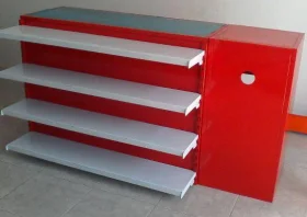 Mejakasir Model ALFA  MERAH Shelving Putih 